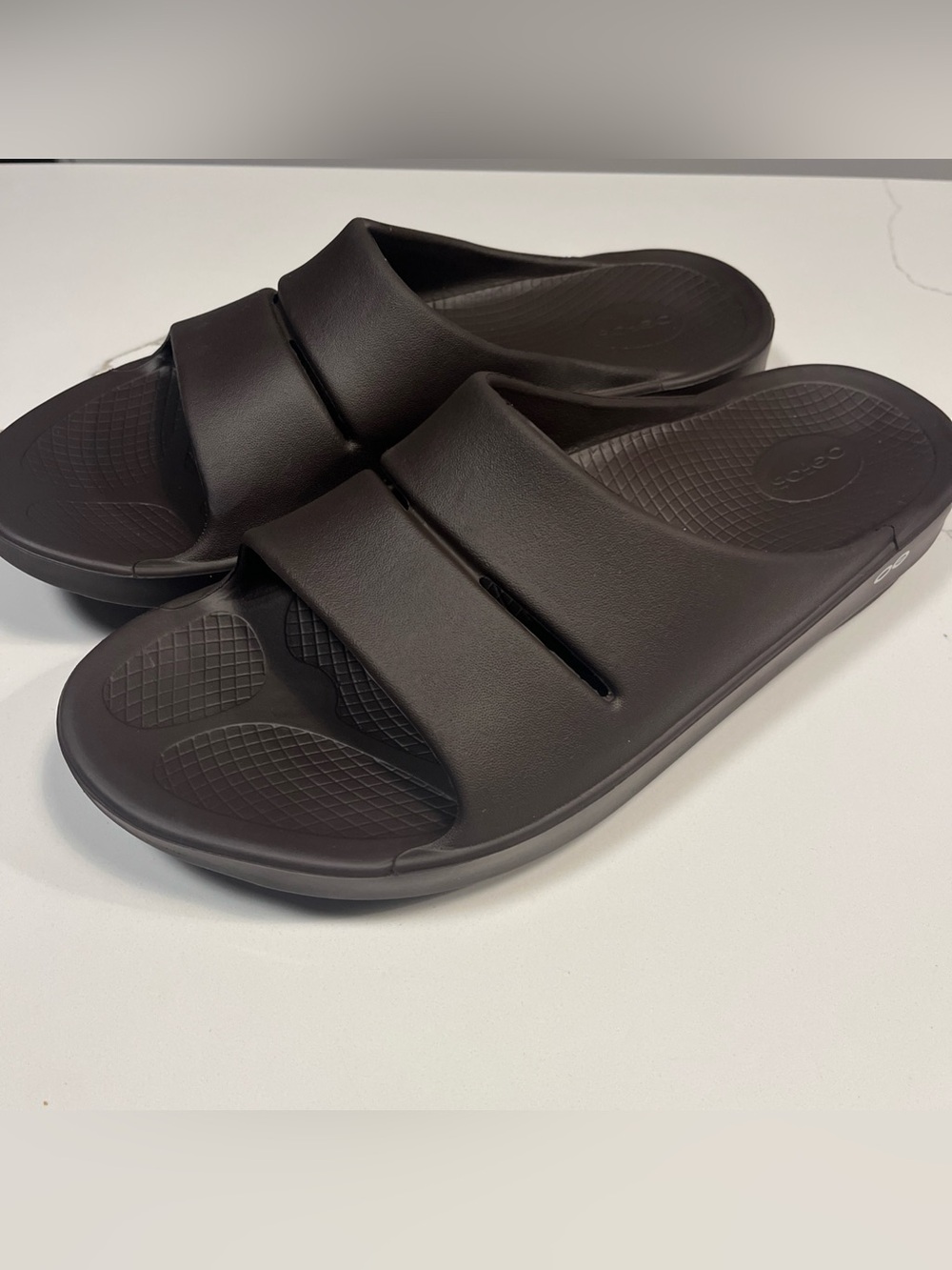 OOFOS OOahh Recovery Slide Sandals Mens 13 Womens 15 Brown Cushion Foam